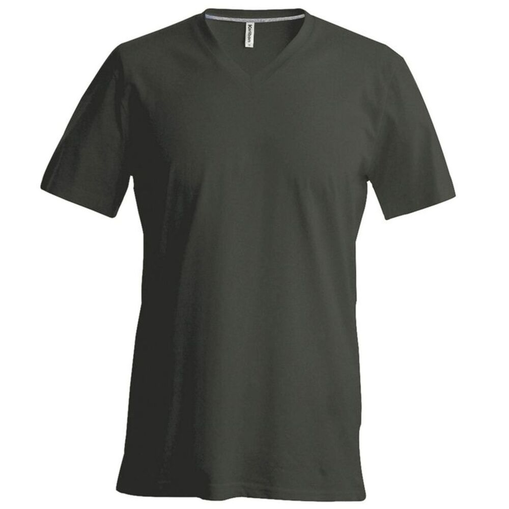 Kariban Mens Short Sleeve V Neck Slim Fit T-Shirt / Grey